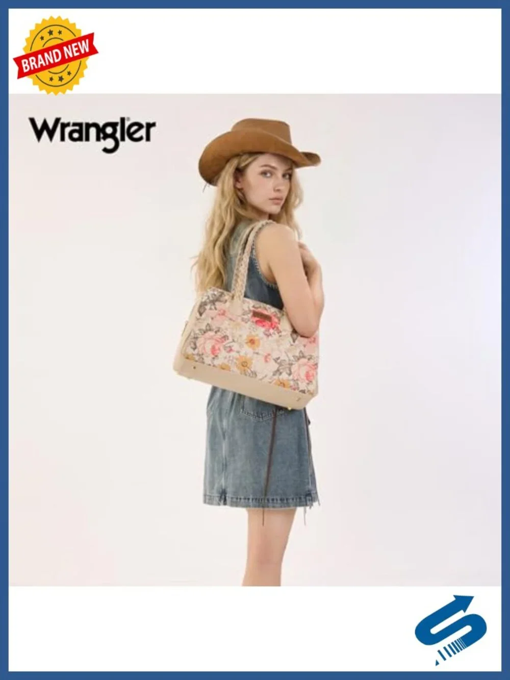 Western Floral Print Braided Satchel Purse - PU Leather Tote
